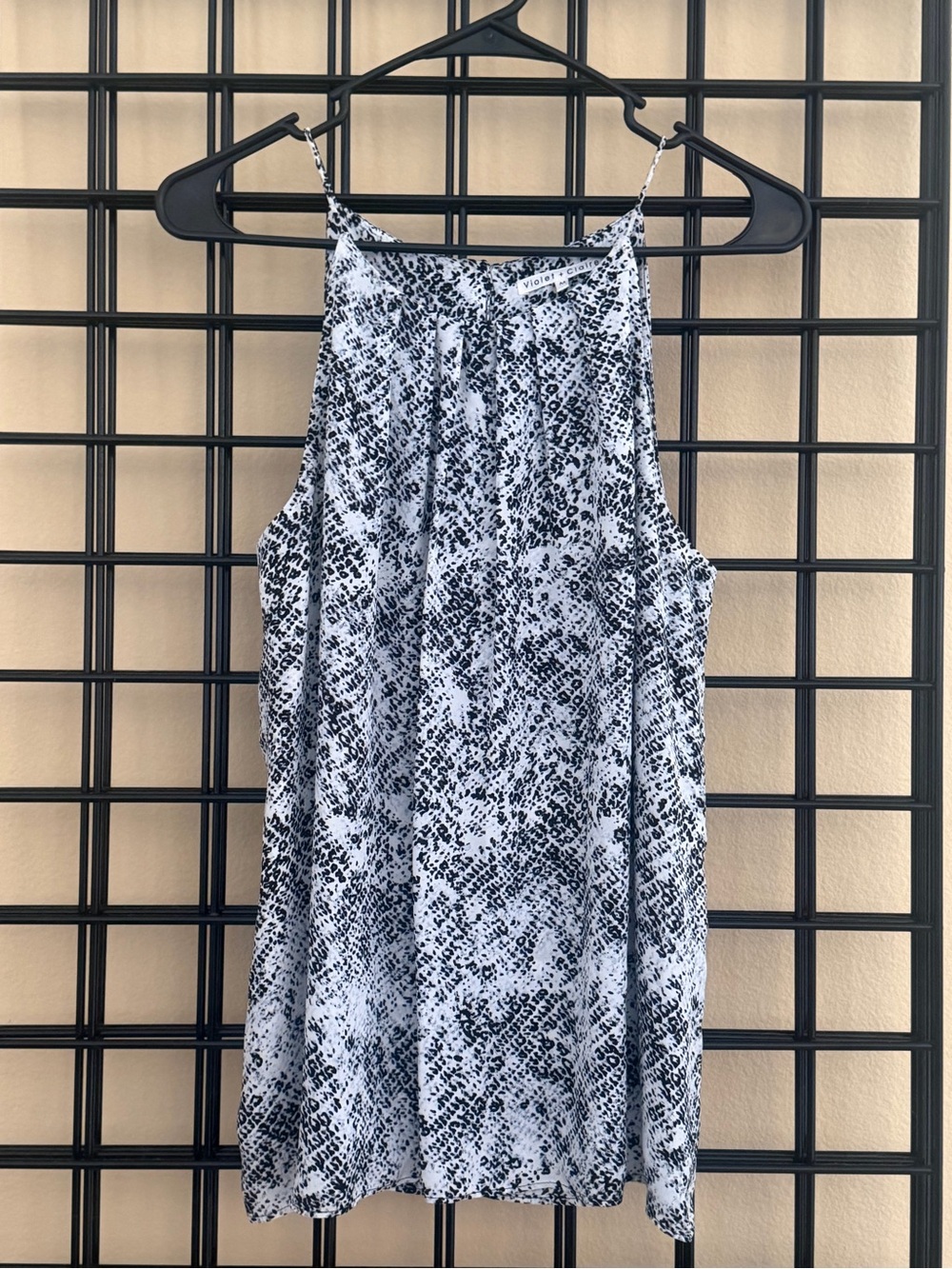 Violet & Claire Black and White Patterned Halter Cami
